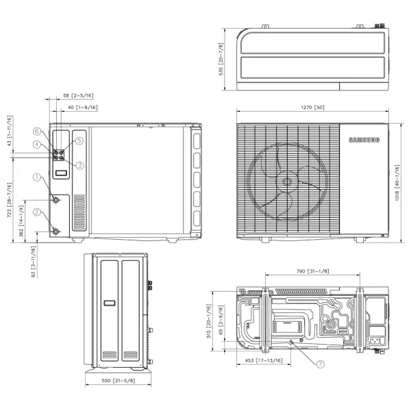 Pompe à chaleur air-eau Samsung EHS Monobloc R290 12kW AE120CXYBGK Triphasé avec pompe intégrée
