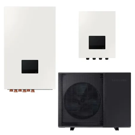 Pompe à chaleur Samsung EHS Bibloc R290 12kW AE120CXYDGK Triphasé + AE160DNYMPK Module Hydraulique Mural