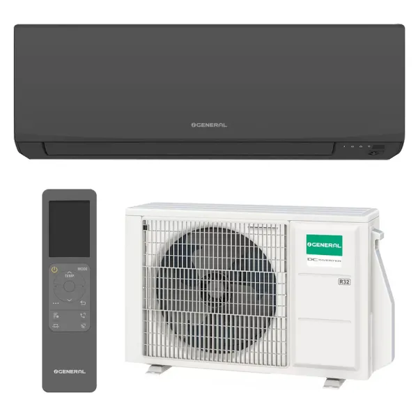 Climatiseur mono split GENERAL ASHH07KJCALB + AOHH07KJCA 2.0kW WiFi de série Mural Performance Design Noir