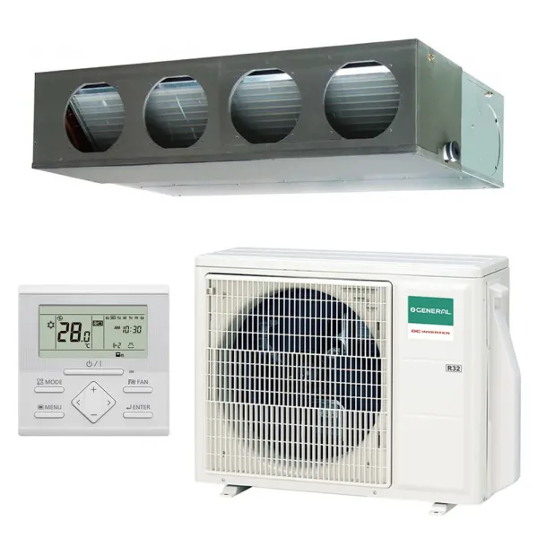 Climatiseur mono split GENERAL 6.0kW ARXG22KMLB + AOHG22KBTB Gainable moyenne pression statique livré avec commande UTY-RLRG