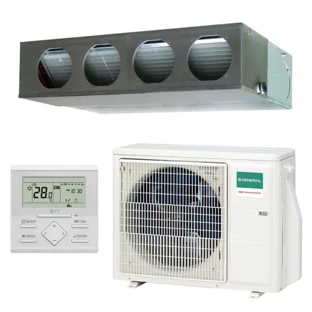 Climatiseur mono split GENERAL 6.0kW ARXG22KMLB + AOHG22KBTB Gainable moyenne pression statique livré avec commande UTY-RLRG