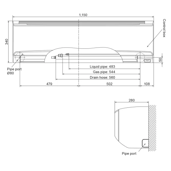 Climatisation GENERAL série KM Large 8.0kW ASHH30KMTB + AOHH30KMTB Mural pour application commerciale