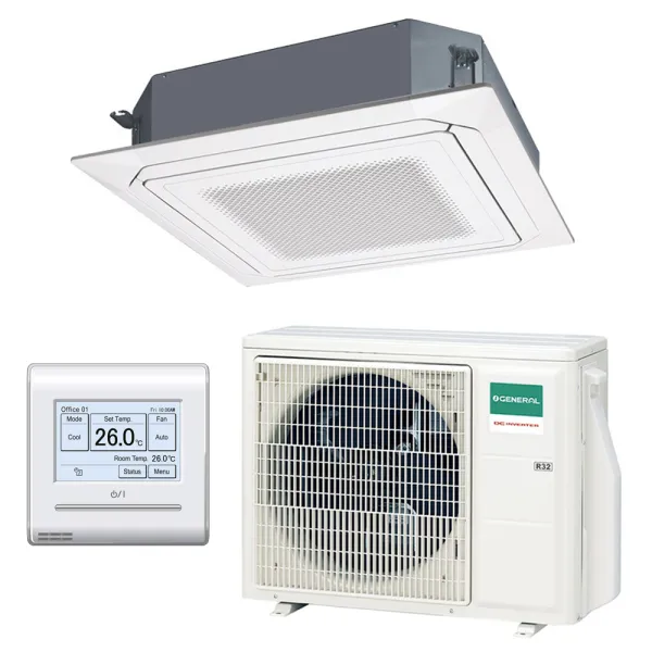 Climatisation GENERAL Cassette 90x90 5.2kW AUXG18KRLB + AOHG18KBTB Performance Monosplit pour application commerciale