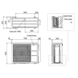 Groupe Extérieur GENERAL AOHG18KBTA2 Multi-split 5.0kW 2 sorties Inverter Gaz R32 2