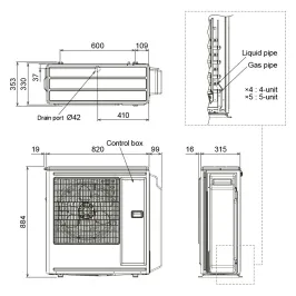 Groupe Extérieur GENERAL AOHG30KBTA4 Multi-split 8.0kW 4 sorties Inverter Gaz R32 2