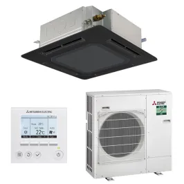 Climatiseur MITSUBISHI cassette 900x900 6.1kW PLA-M60EA2 + PUZ-ZM60VHA2 Monosplit PLA-M EA2 Façade Noire