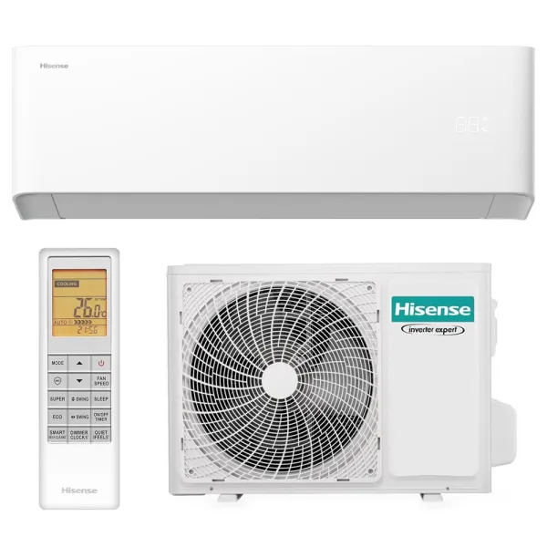 Climatiseur mono split HISENSE Mural Uni HB 2.6kW HB25XU0AG + AS25XU00W WiFi de série PAC air/air Inverter Silencieuse