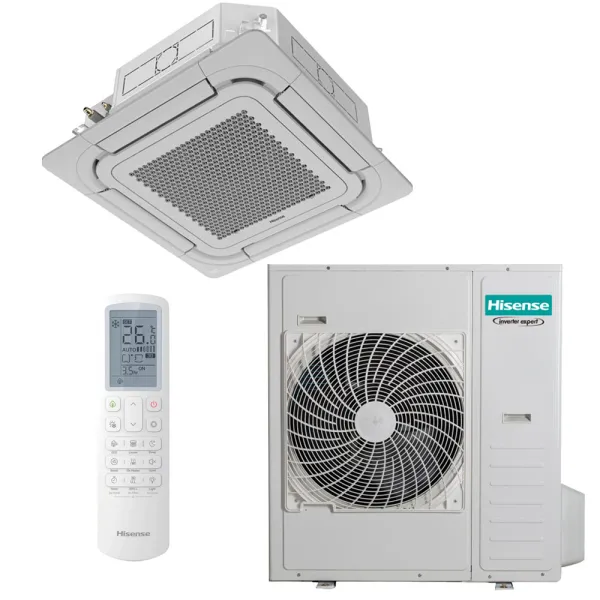 Climatiseur Hisense Cassette 90x90 16kW AUC175UR4RKC8 + AUW175U6RW8 pour application commerciale