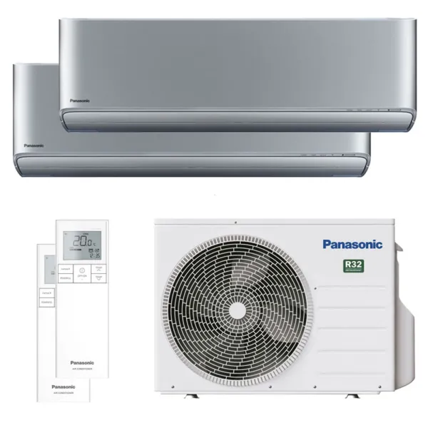 Climatiseur bi split PANASONIC Etherea Argent CU-2Z50CBE 5.0kW tailles 20 + 25 WiFi de série CS-XZ20CKEW + CS-XZ25CKEW