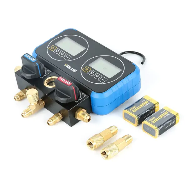 Coffret manifold 2V digital VALUE Réf: TF-VRM2-0101i 2 adaptateurs 1/4" - 5/16" et 3 flexibles longueurs 1,5 mv