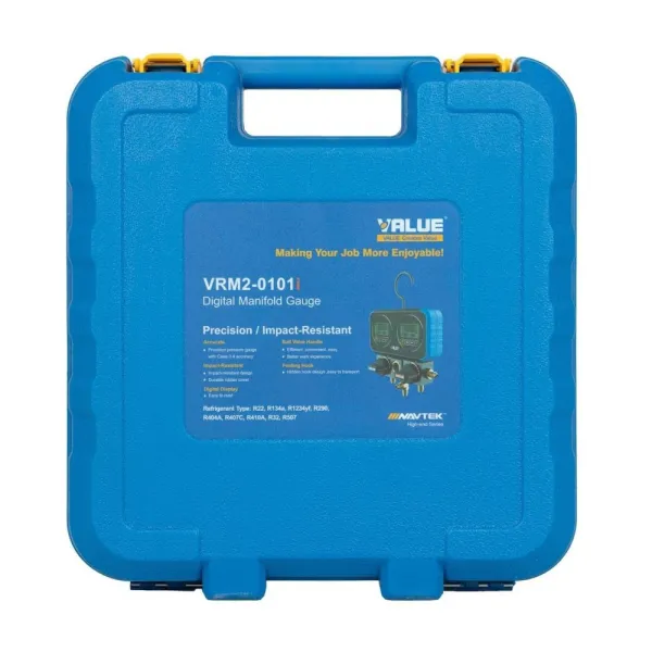 Coffret manifold 2V digital VALUE Réf: TF-VRM2-0101i 2 adaptateurs 1/4" - 5/16" et 3 flexibles longueurs 1,5 m