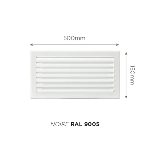 Grille de soufflage lames courbes 500x150mm Couleur Blanc mat, Noire ou Anthracite