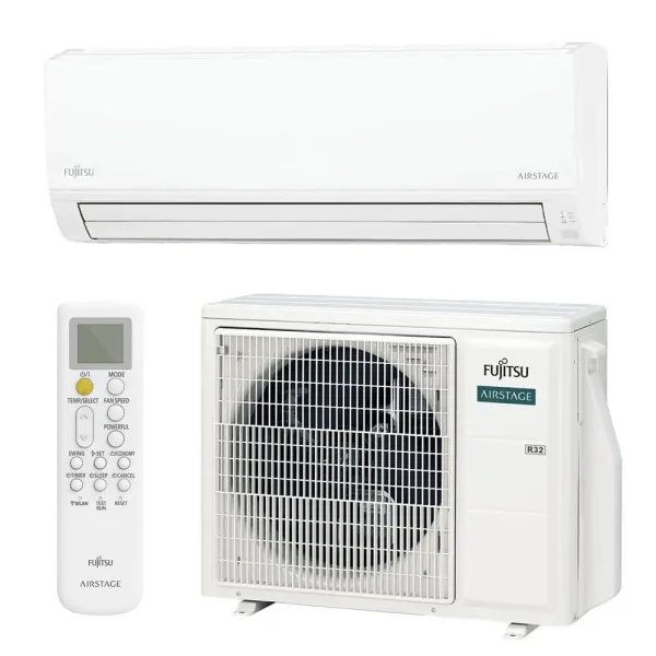 Climatisation mono split FUJITSU ASEH24KLCBL + AOEH24KLCB 7.1kW WiFi de série Mural série KL pour grande pièce PAC réversible