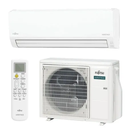 Climatisation mono split FUJITSU ASEH24KLCBL + AOEH24KLCB 7.1kW WiFi de série Mural série KL pour grande pièce PAC réversible