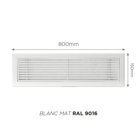 Grille de reprise linéaire 800x150mm Couleur Blanc mat, Noire ou Anthracite