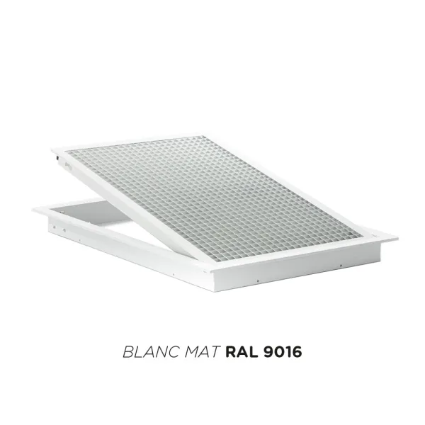 Grille de reprise à quadrillage incliné 400x400mm Couleur Blanc mat, Noire ou Anthracite