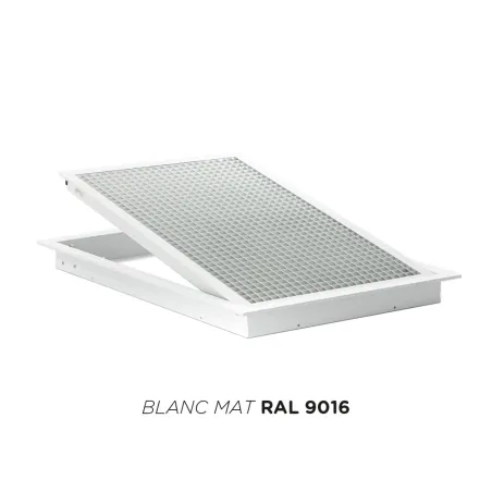 Grille de reprise à quadrillage incliné 500x400mm Couleur Blanc mat, Noire ou Anthracite
