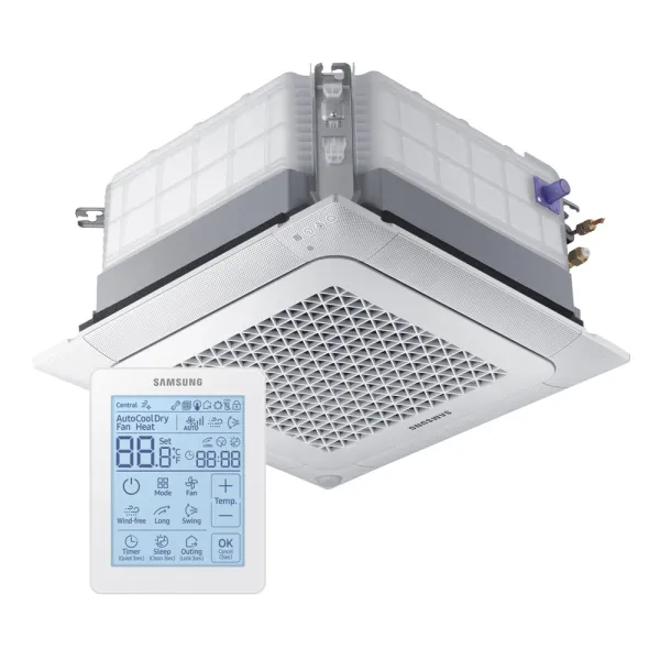 Climatisation SAMSUNG Cassette 4 voies Mini WindFree AJ020TNNDKG/EU 2.0kW Livrée avec commande filaire MWR-SH11N
