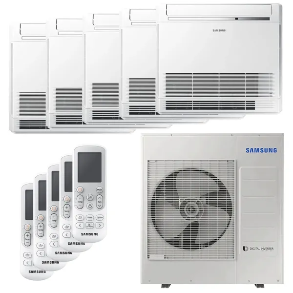 Penta split Samsung Console 10kW AJ100TXJ5KG/EU tailles 25 + 25 + 25 + 25 + 25 AJ026TNJDKG/EU (x5)