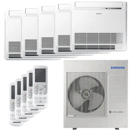 Penta split Samsung Console 10kW AJ100TXJ5KG/EU tailles 25 + 25 + 25 + 25 + 25 AJ026TNJDKG/EU (x5)