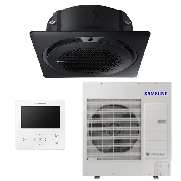 Climatiseur SAMSUNG cassette 360 Façade carrée 10kW AC100RN4PKG/EU + AC100RXADKG/EU 1Ph avec Télécommande filaire MWR-WG01KN