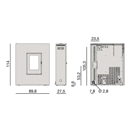 Poêle à granulés canalisable MCZ Rock Comfort Air 8 UPXUP 5S All Black WiFi Puissance 7.9kW Sortie Fumée Supérieure