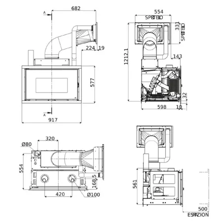 Cheminée à granulés canalisable MCZ Vivo 90 Comfort Air 9 Puissance 8.8kW Sortie Fumée Supérieure