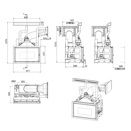 Cheminée à granulés canalisable MCZ Vivo 90 Comfort Air 11 Puissance 10.8kW Sortie Fumée Supérieure