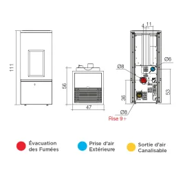 Poêle à granulés Edilkamin Rise 7 Puissance 7.4kW Sortie Fumée Postérieure Ø8 cm 2