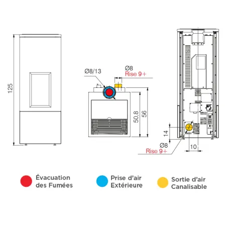 Poêle à pellets étanche Edilkamin Rise X 7 Coax Puissance 7.4kW Wi-Fi