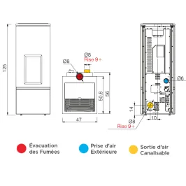 Poêle à granulés Edilkamin Rise X 7 (Top) Puissance 7.4kW Sortie Fumée Supérieure Coaxiale Ø8 cm 2