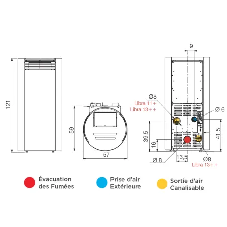 Poêle à granulés canalisable Edilkamin Libra 11+ Evo Back Puissance 11.4kW Sortie Fumée Postérieure Ø8 cm