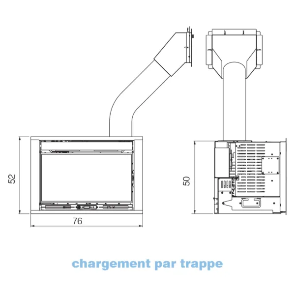 Insert à granulés EDILKAMIN Pellkamin 10+ Evo3 Puissance 9.9kW Sortie Fumée Supérieure Ø8 cm