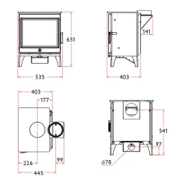 Poêle à bois Charnwood Cranmore 7 Puissance 7kW Sortie Fumée Postérieure ou Supérieure 2
