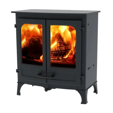 Poêle à bois Charnwood Island II sur pieds courts Puissance 8kW Sortie Fumée Postérieure ou Supérieure