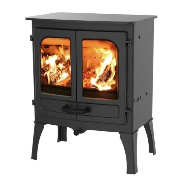 Poêle à bois Charnwood Island II sur pieds hauts Puissance 8kW Sortie Fumée Postérieure ou Supérieure