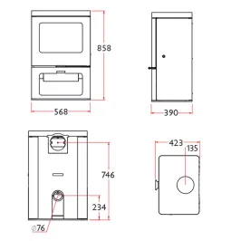 Poêle à bois Charnwood Skye 7 avec porte bûche Puissance 7kW Sortie Fumée Postérieure ou Supérieure 2