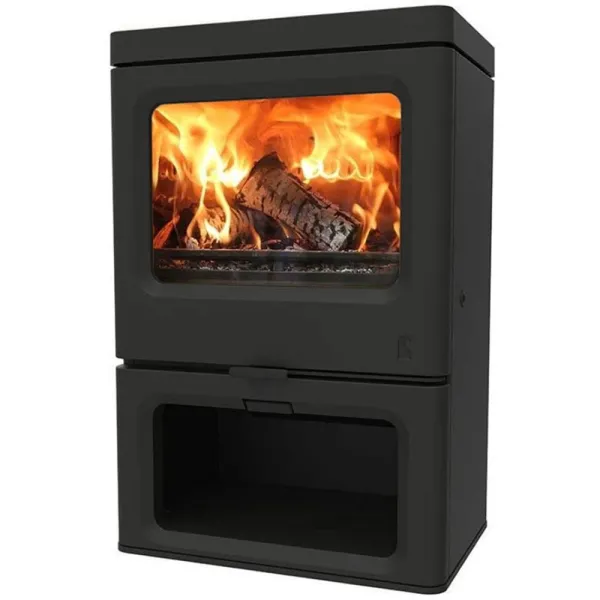 Poêle à bois Charnwood Skye 7 avec porte bûche Puissance 7kW Sortie Fumée Postérieure ou Supérieure