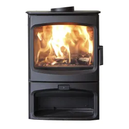 Poêle à bois Charnwood Aire E-700 avec porte bûche Puissance 7kW Sortie Fumée Postérieure ou Supérieure