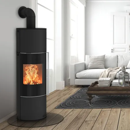 Poêle à bois Löwenberg Lora Puissance 8kW Sortie Fumée Supérieure Ø15 cm