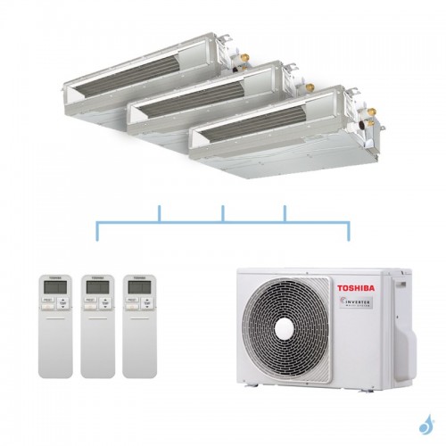 TOSHIBA climatisation tri split gainable compact gaz R32 2 + 2 + 3,5kW + RAS-3M18U2AVG-E 5,2kW A++