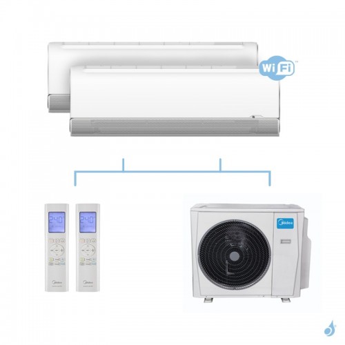 MIDEA climatisation bi split murale Breezeless gaz R32 WiFi MSFAAU-12HRFN8 + MSFAAU-12HRFN8 + M20D-18HFN8-Q 5,28kW A++