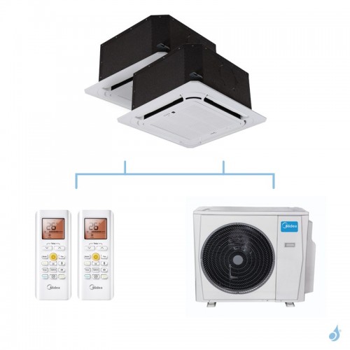 MIDEA climatisation bi split cassette compacte 4 voies gaz R32 MCA3I-09FNXD0 + MCA3I-09FNXD0 + M20D-18HFN8-Q 5,28kW A++