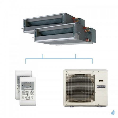 HITACHI climatisation bi split gainable gaz R32 RAD-18QPE + RAD-18QPE + RAM-90NP5E 8,5kW A++