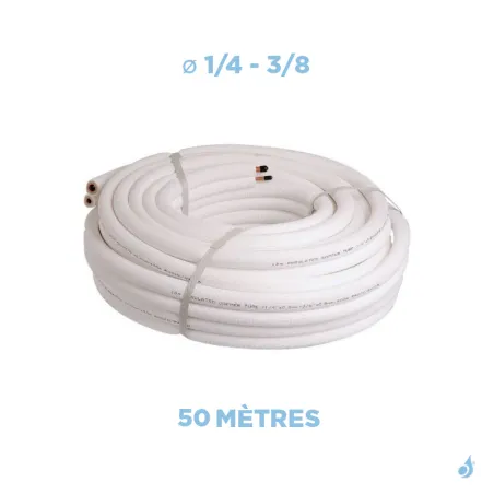 Liaison frigorifique bi-tube isolée 1/4 - 1/2 M1 Longueur 50 mètres